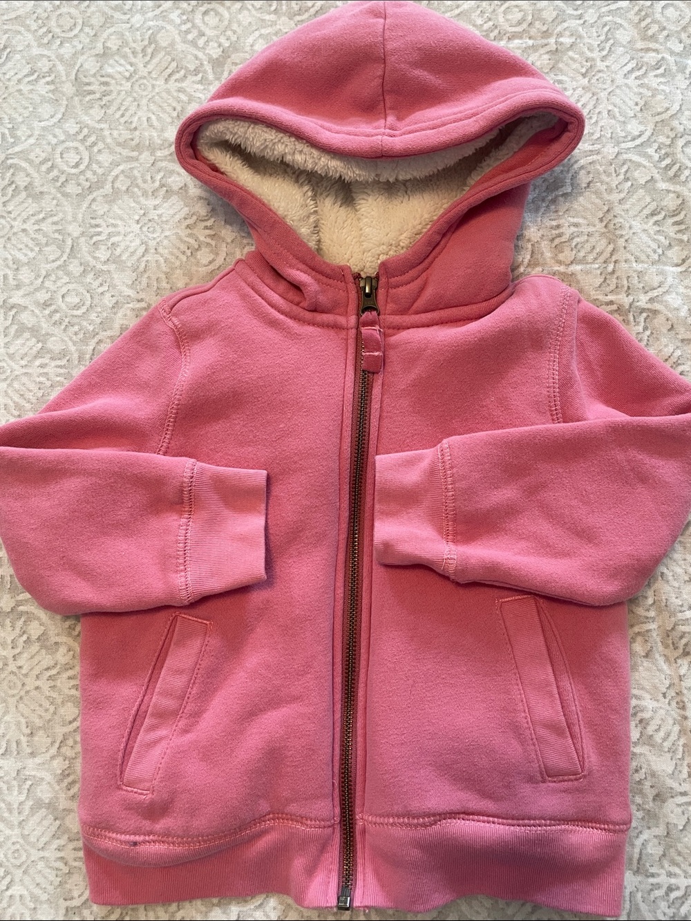Primary Girls Pink Hooded Zip Lined Fleece Jacket